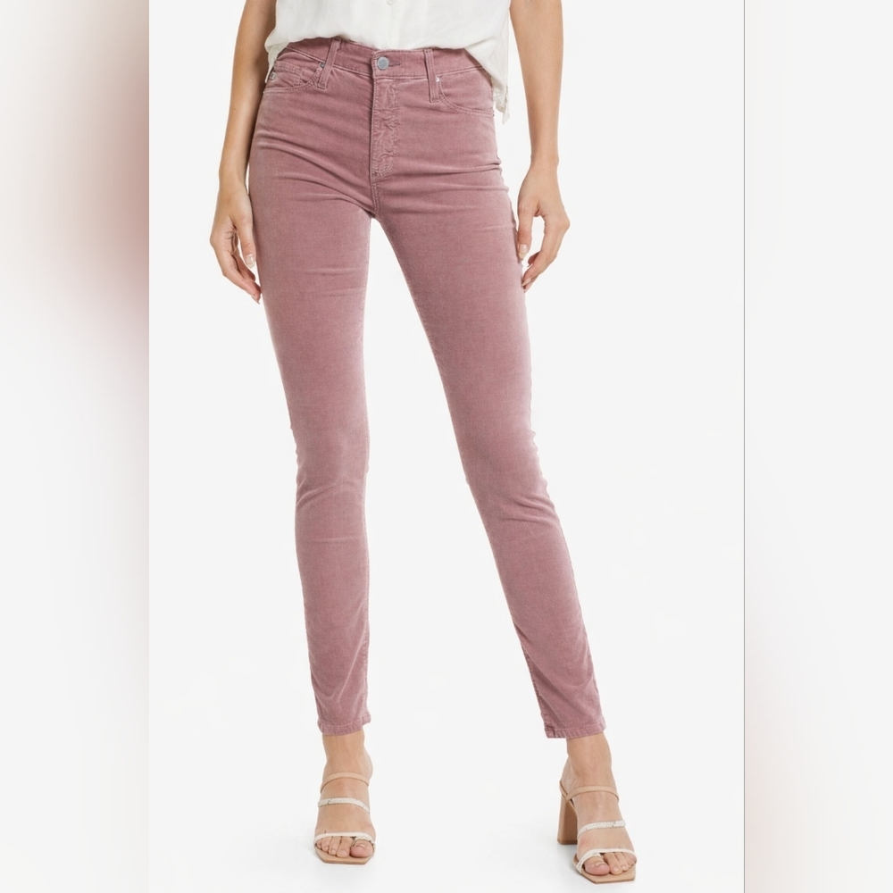AG Adriano Goldschmied The Farrah Skinny Velvet Jeans Pants Lavender Sunset 29R